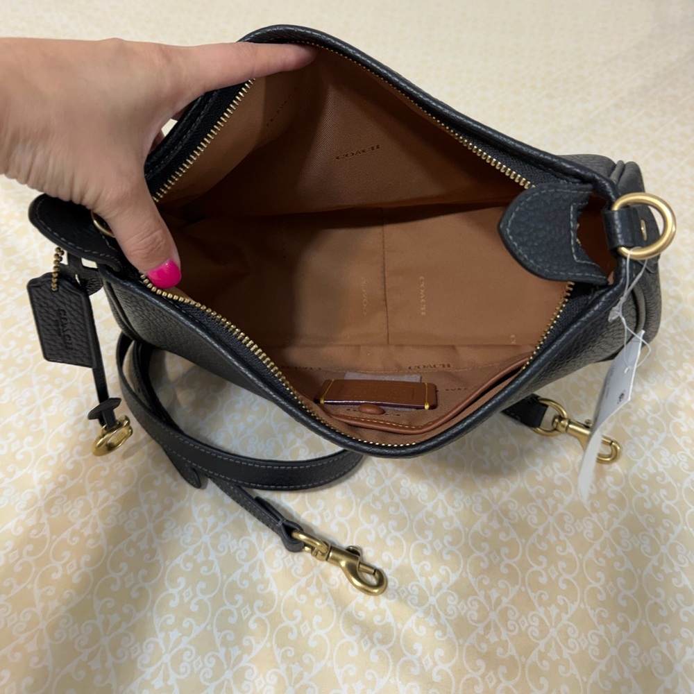 Coach Cary Black Pebbled Leather Crossbody - Picture 2 of 4